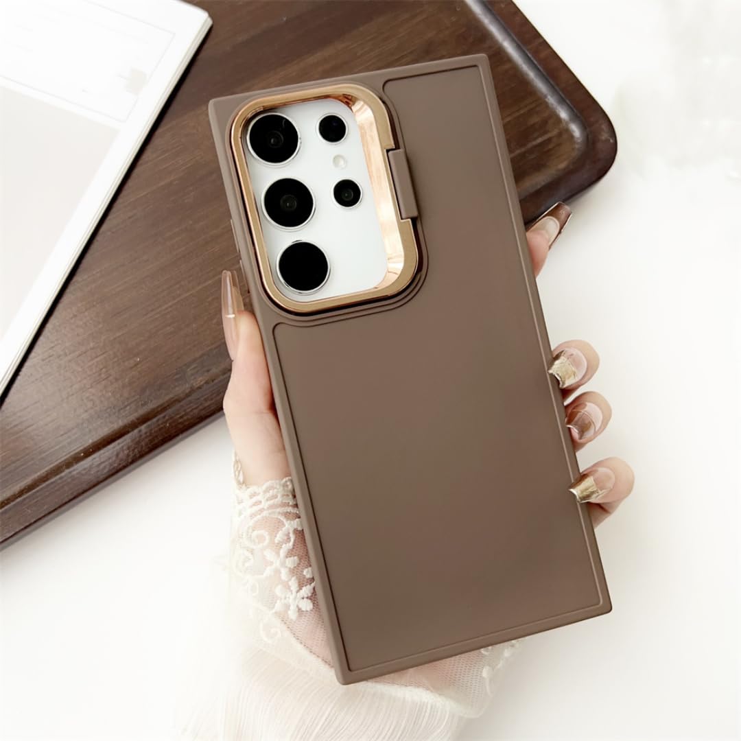 Coque de téléphone silicone mat Galaxy S23 Plus marron support pliable - 8