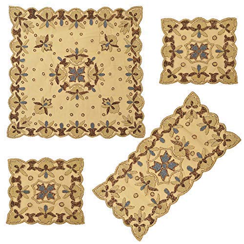 Salsanight Hand Beaded 4 Set Table Runner Cover Mat Net Sequins Home Decor Ooak #TOP5