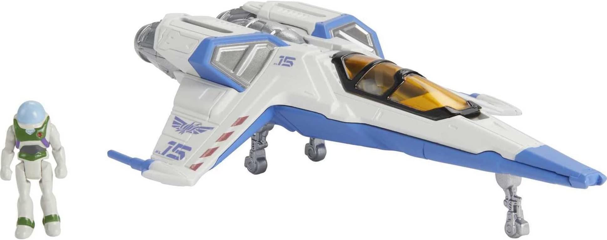 Buzz Lightyear Disney Spaceship Vehicle, Hyperspeed Series XL 15 Space Jet 6 Inches and Mini Figure, 4 Years and up, Xl-15 Buzz, HHJ95, Micro