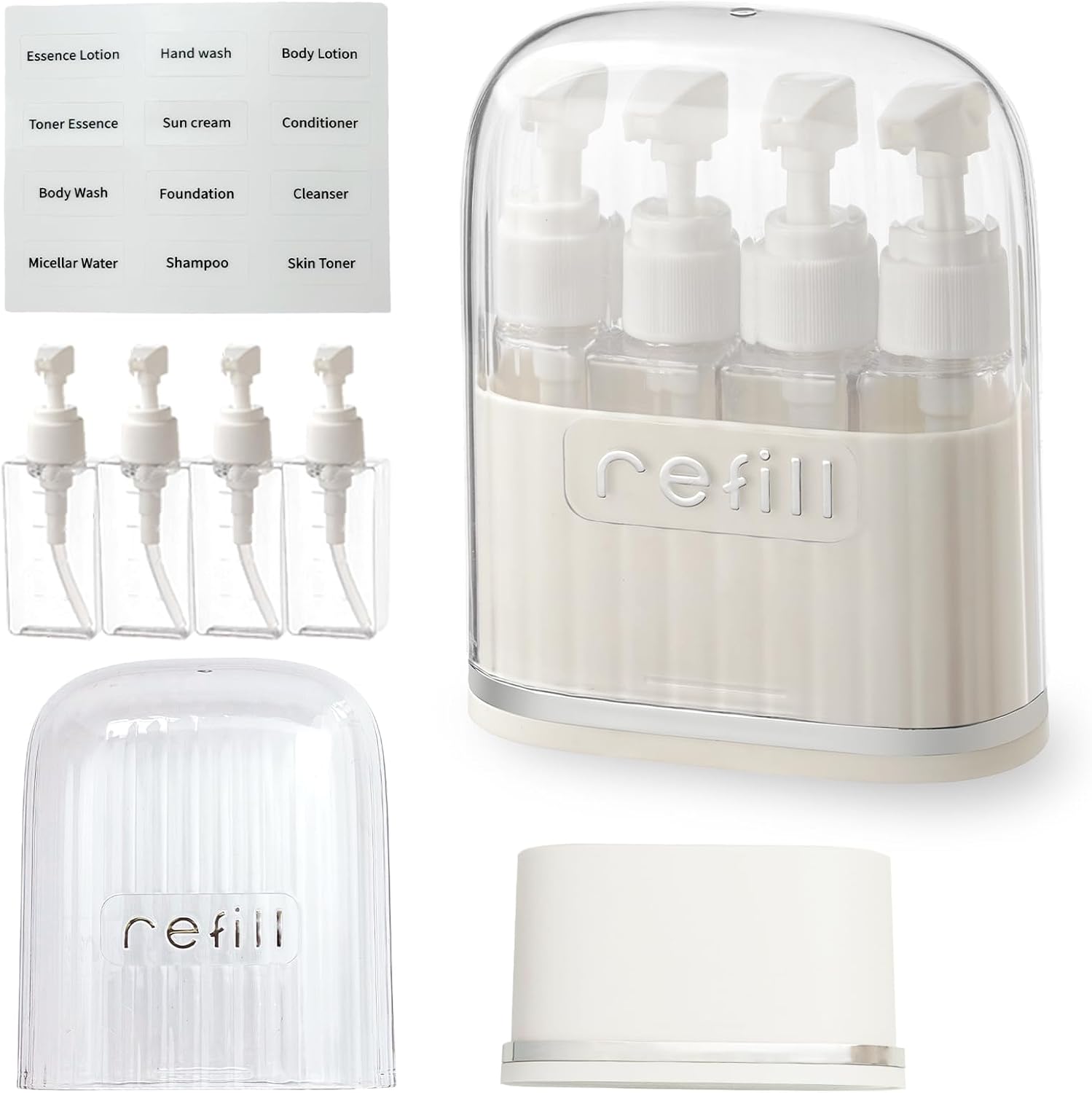 Travel Bottles 4 Pack Leakproof Pump Containers for Toiletries