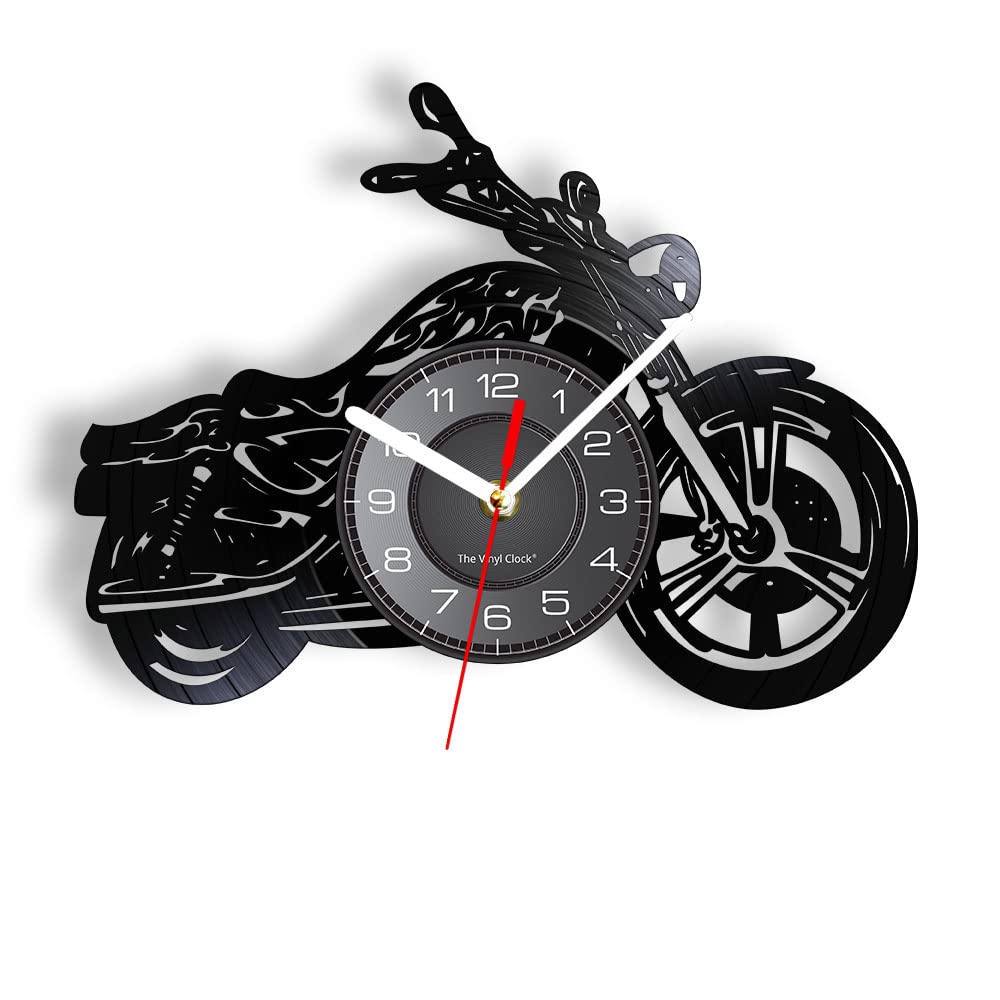Horloge murale en vinyle de moto pour décorer le salon des motards