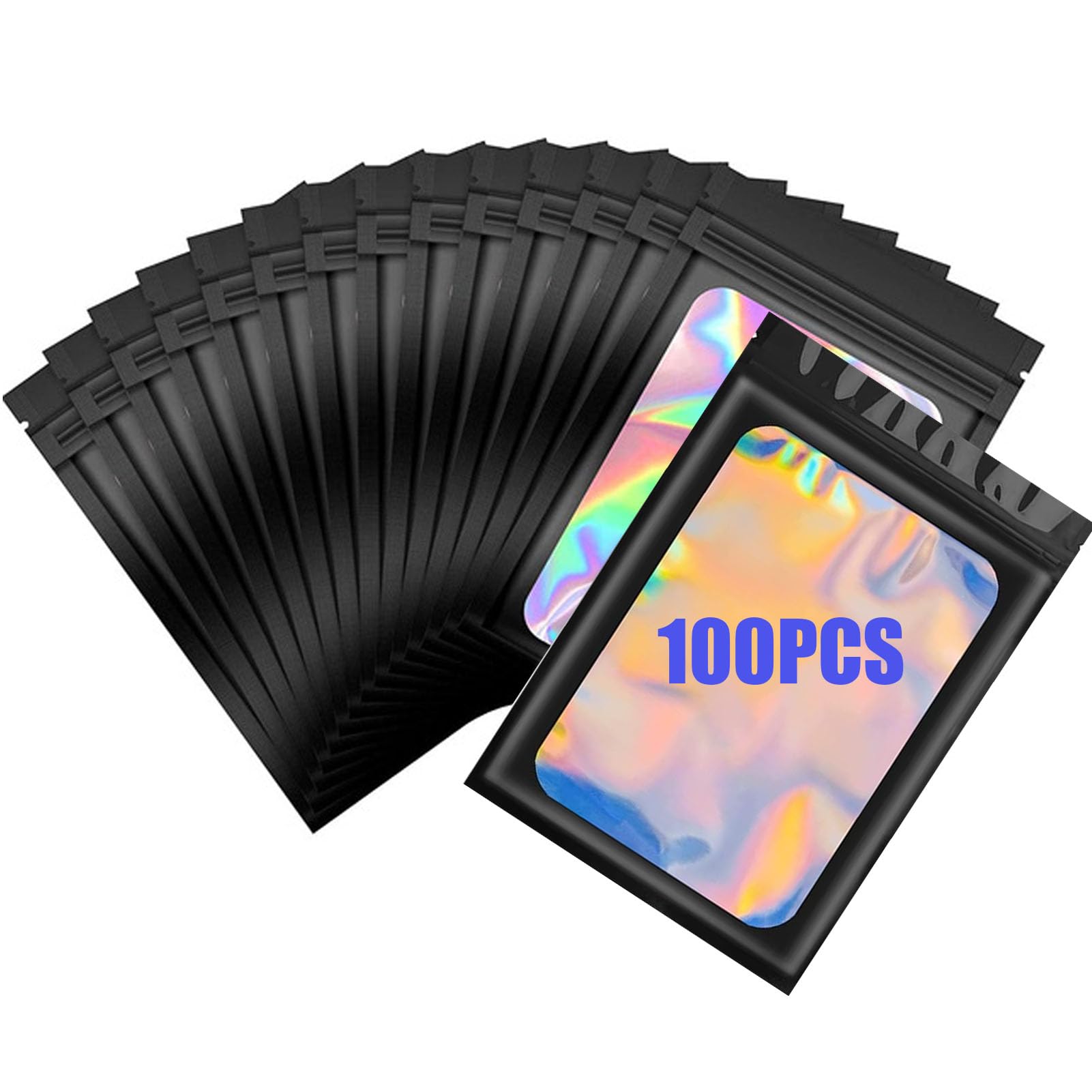 2.4x3.9inch 100 Grip Foil Ziplock Bags, Purple Small Clear Plastic Bags, Resealable Storage Pouches, Poly Zip Lock Bags, Perfect for Kitchen Storage green bag 6x10cm Black