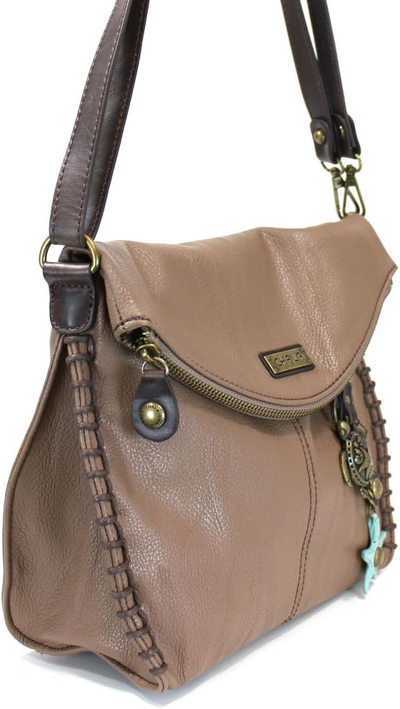 CHALA Charming Crossbody Bag With Flap Top and Zipper or Shoulder Handbag with Sea Turtle Keychain - 9 Colors