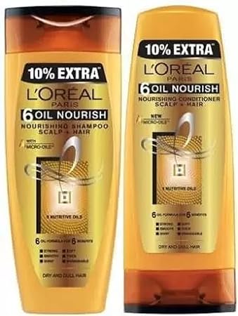 LOreal Paris Loreal Paris 6 Oil Nourish Shampoo (192.5ml) and Conditioner (192.5ml) (Pack of 2) (2 Items in the set)