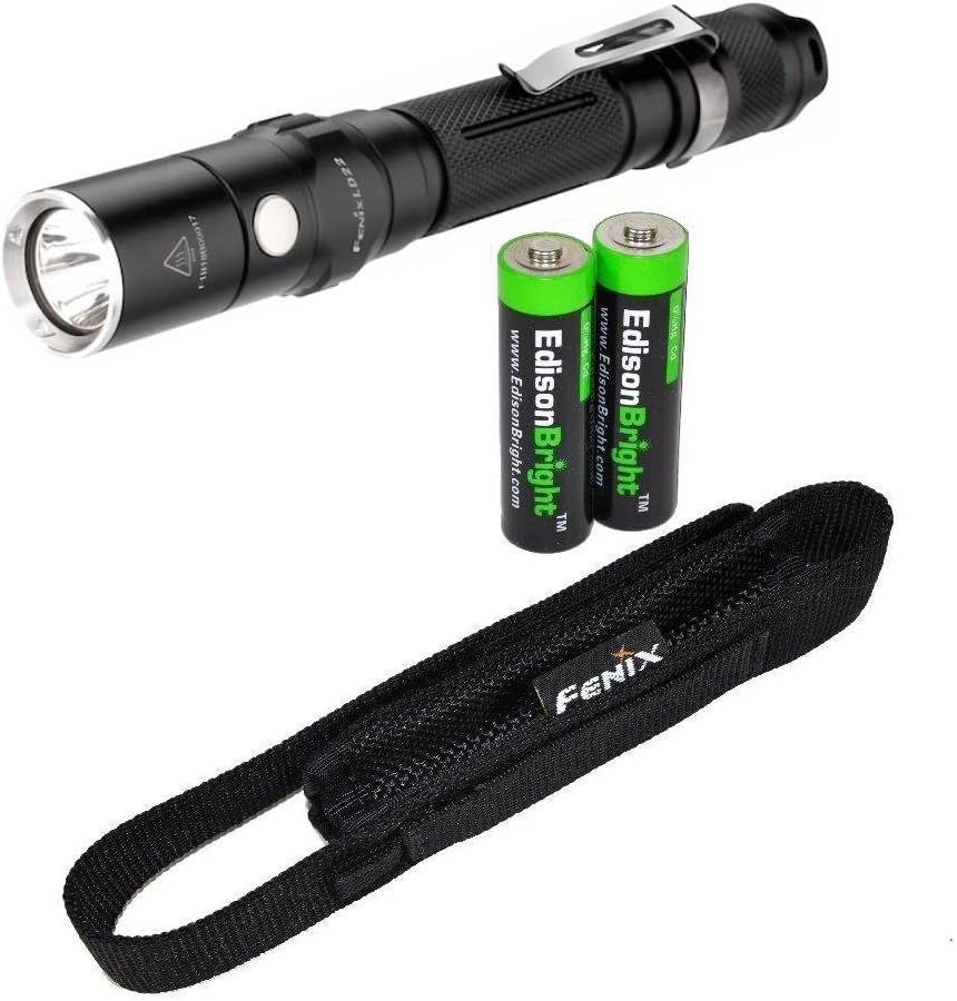 Fenix LD22 G2 215 Lumen XP-G2 R5 LED tactical Flashlight with holster, lanyard, body clip and Two EdisonBright AA Alkaline batteries