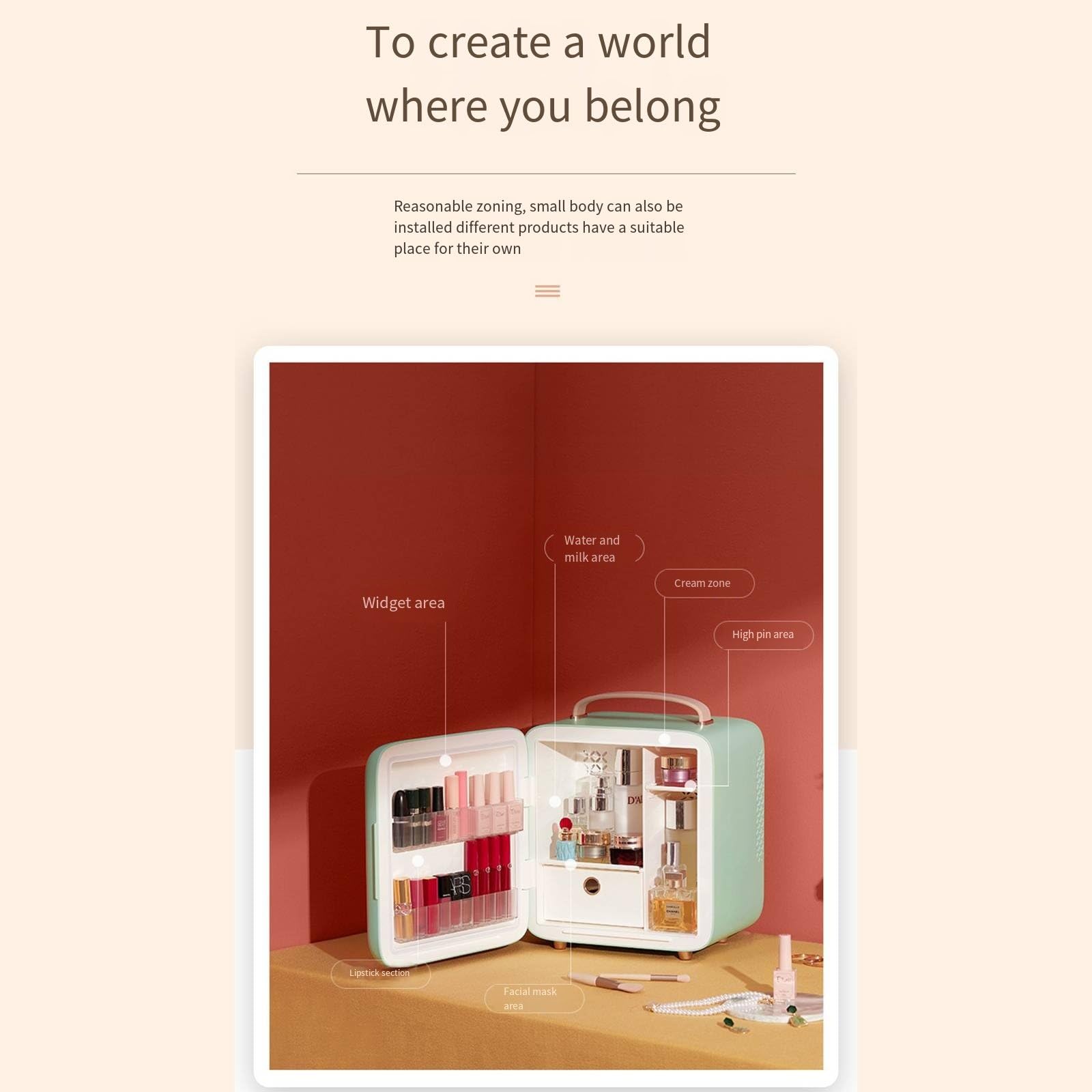Frigorifero cosmetico da 9 litri Cosmetici e prodotti per la cura della pelle Refrigerazione Conservazione intelligente a temperatura costante,Pink