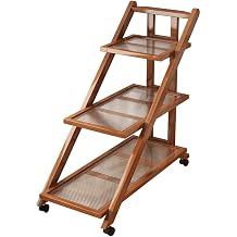 Rolling End Table,End Table on Wheels with Storage,3 Tier Foldable Tables, Bamboo End Tables for Couch,Bedroom,Living Room,Kitchen, Bathroom and Office,Changhong Style Brown