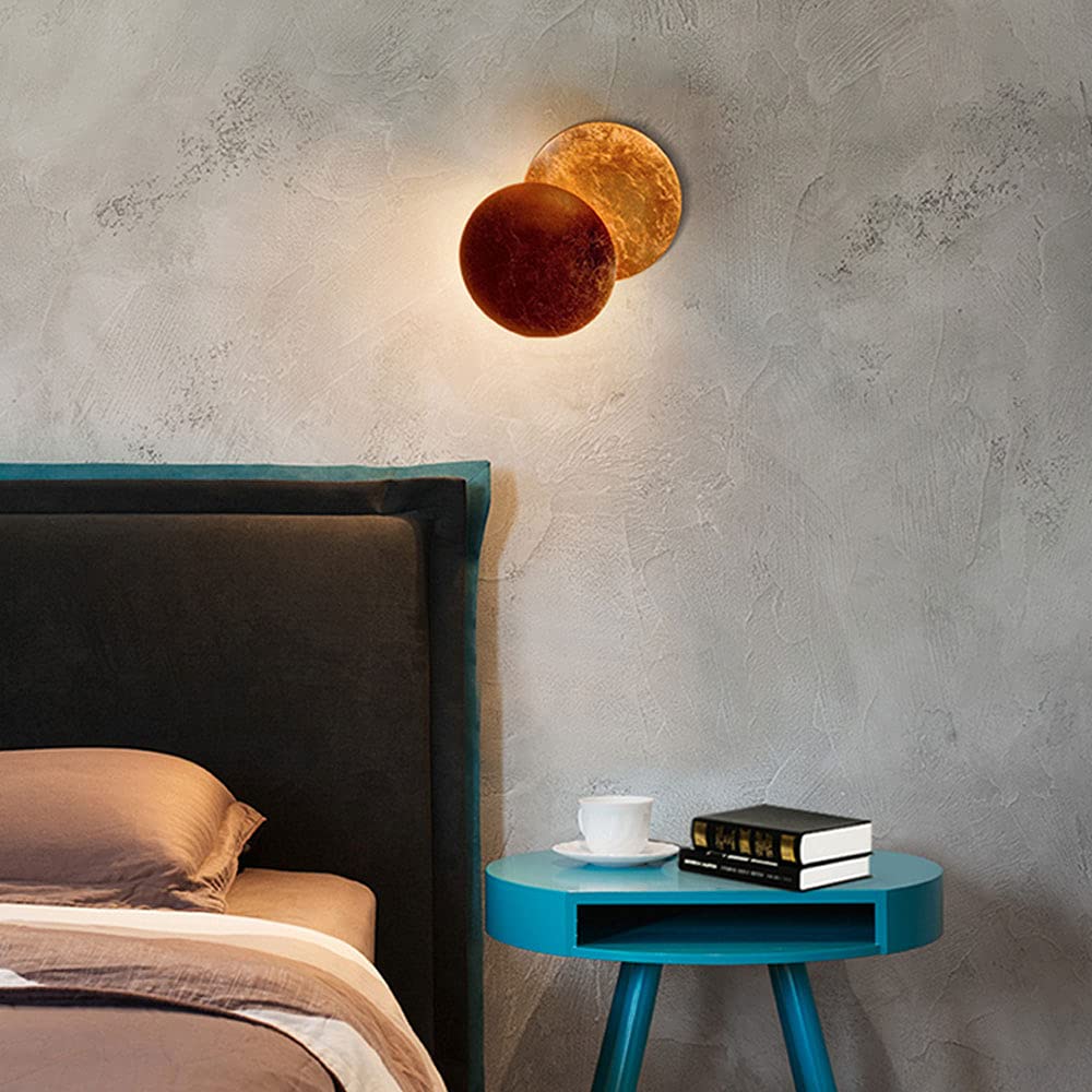 HJGTTTBN Wandlamp Creative Moon Eclipse Aisle Wall Light Corridor Bedside Wall Lamp Living Room Round Gold Copper Wall Sconce Bedroom Decor