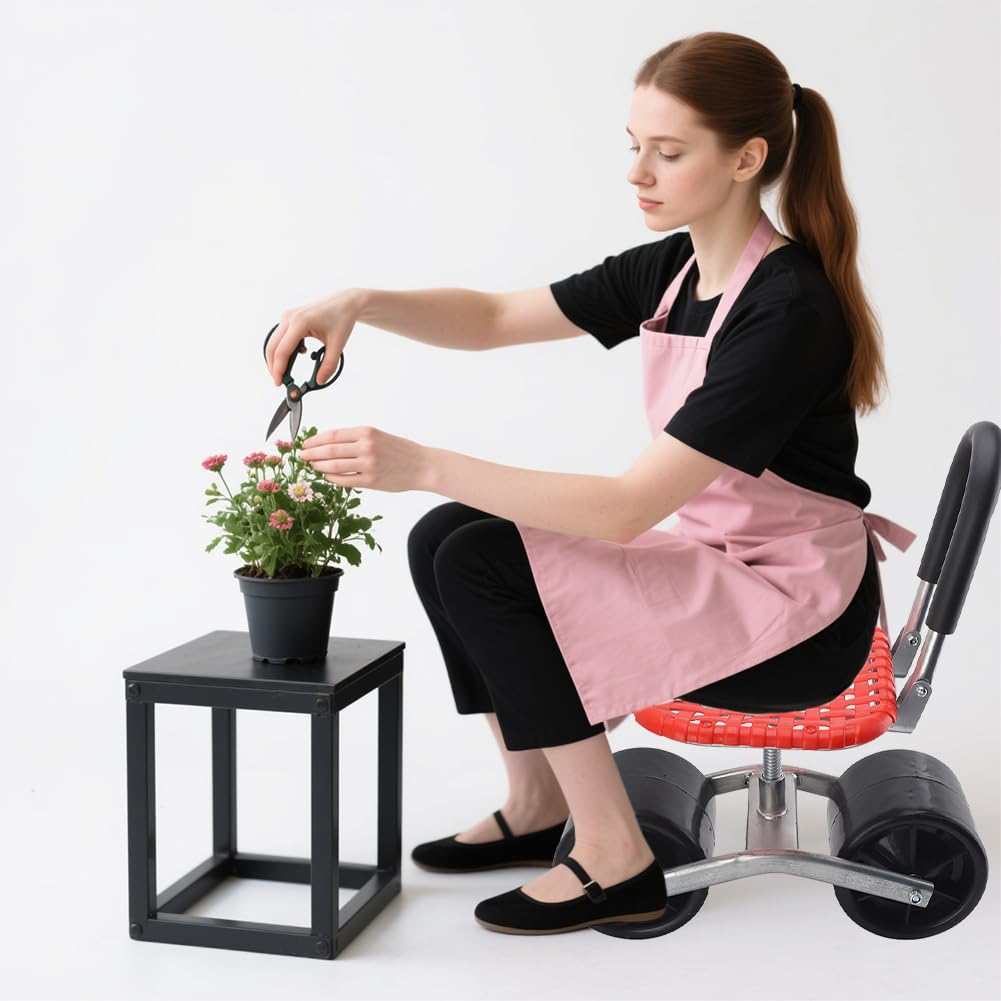 Siège de Jardin Roulant et Pivotant à 360° Hauteur Réglable | Chariot de Jardin Roulant avec une Hauteur Réglable de 22 à 35 cm pour Potager et Champ de Plantation