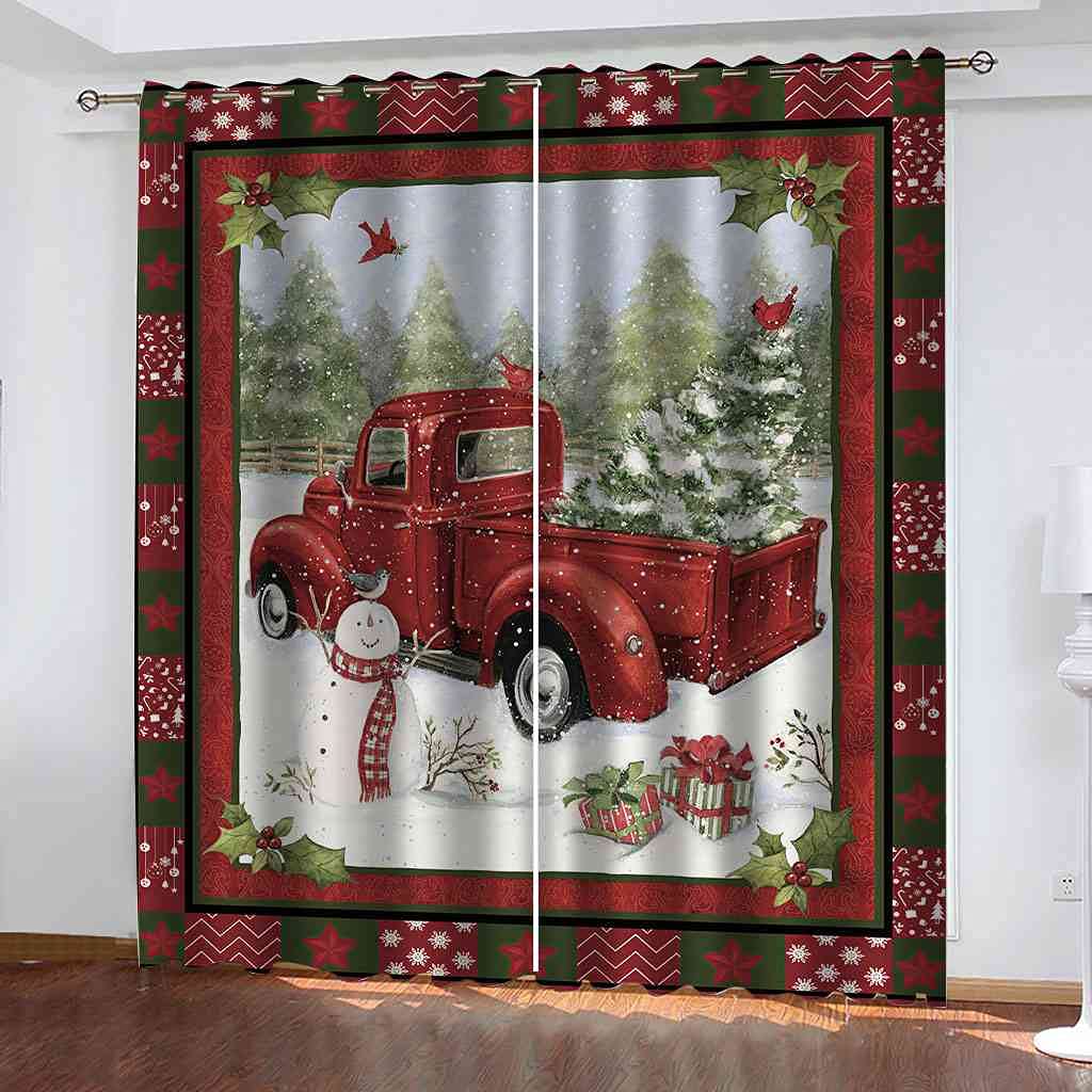 Rideaux occultants de Noël rouge pour sublimer l'ambiance du salon et de la chambre