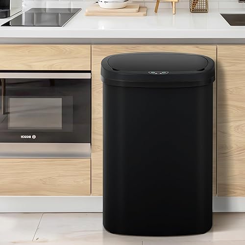 Miniatura 2 de Dkeli Bote de basura automático de 13 galones para cocina, 50 litros, sin contacto, con tapa, cubo de basura cepillado para el hogar, oficina,