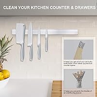 Vista 27 de Ninonly 16 Inch Magnetic Knife Strip, Premium Stainless Steel Wall Mounted Kitchen Knives Bar,Space-Saving Powerful No Drilling Magnetic Knife Rack
