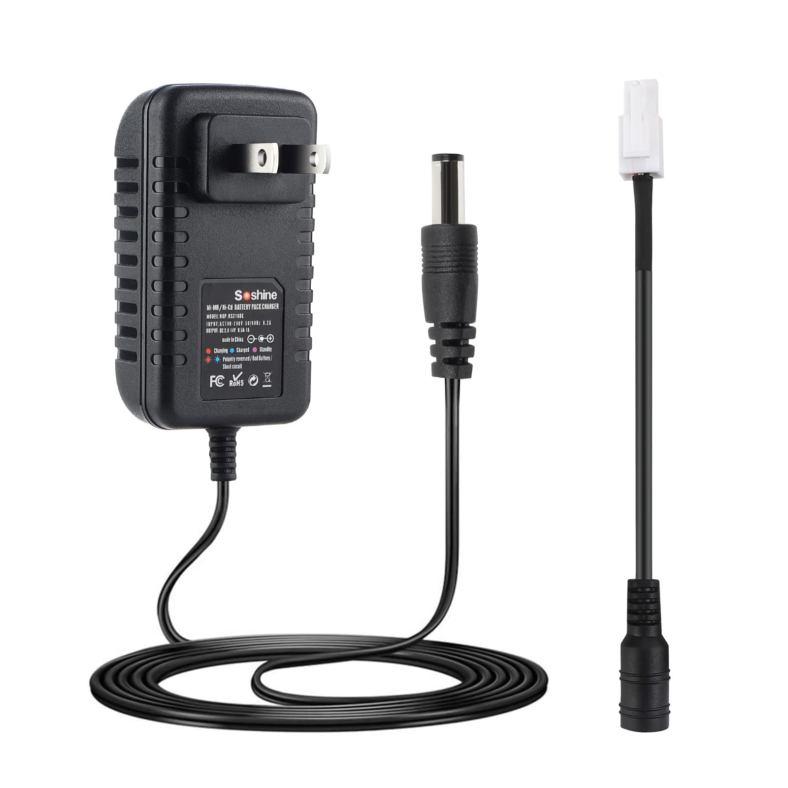 RC Battery Charger for 2-10 Series 2.4V-12V NiMH/NiCd Battery Pack,4.8V 7.2V 8.4V 9.6V RC Car/Truck/Air Gun/Drone Battery Pack Charger with Mini Tamiya Plug