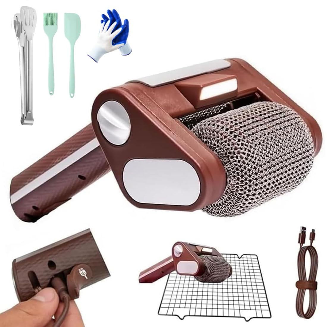 Brosse à grille barbecue électrique rotative et performante pour extérieur