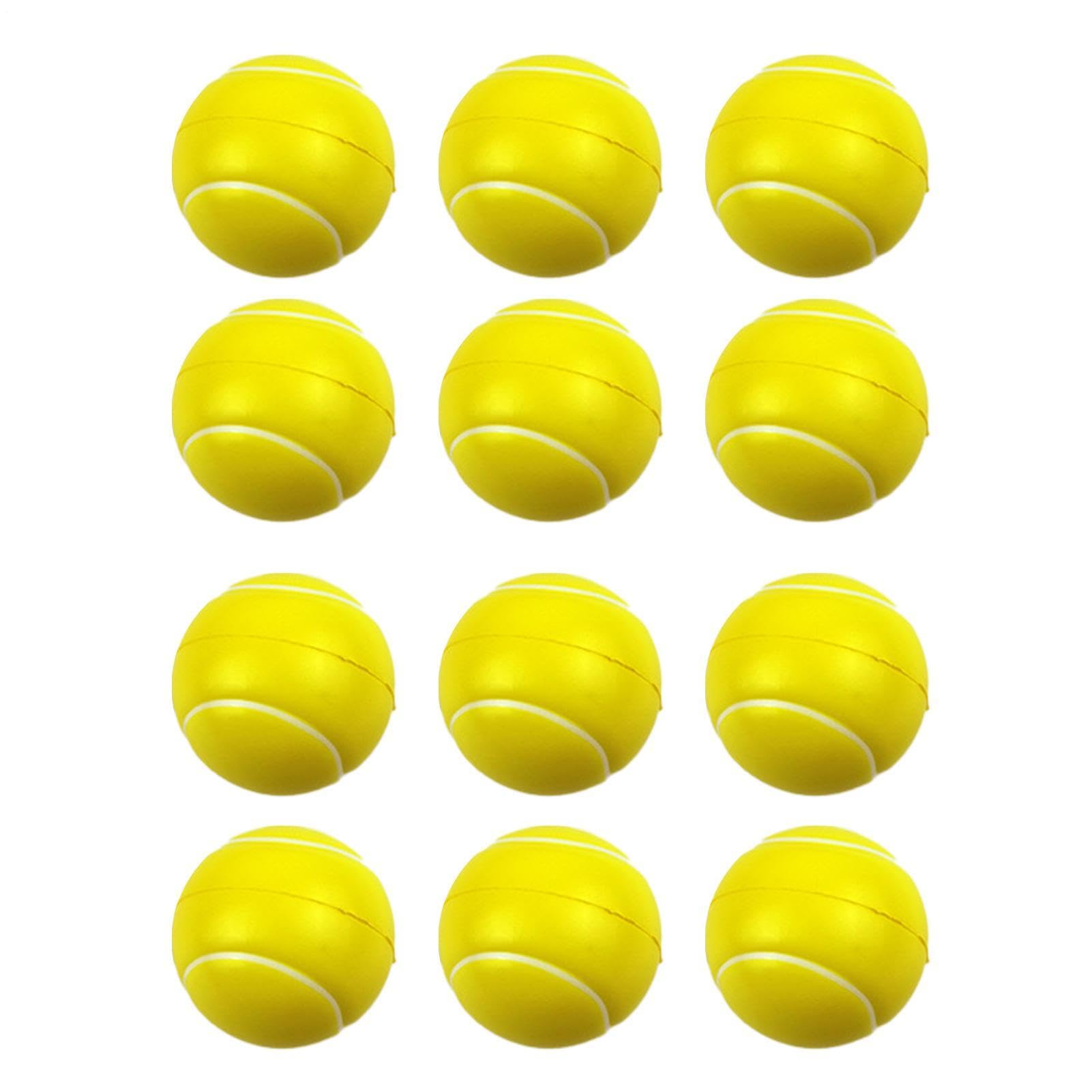 Mini Foam Tennis Balls - 12 Pcs Elasticity 5cm Practice Balls | Solid Sponge Training Tennis Equipment | Soft Lightweight Indoor Outdoor Exercise Toy For Kids Beginner Youth Play Pack