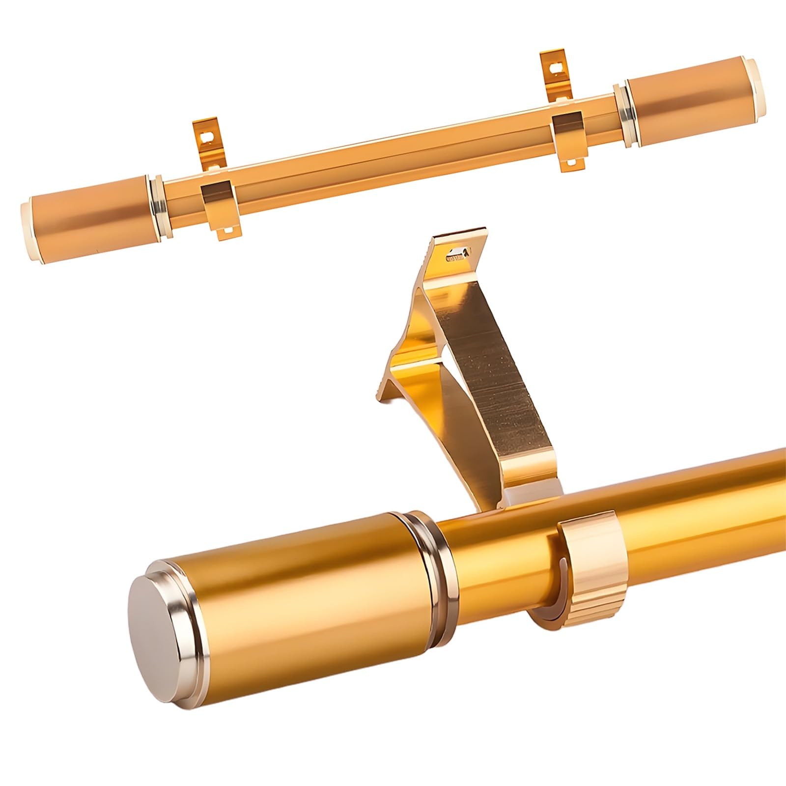 Black Curtain Rods 100-470 cm, Heavy Duty Drapery Rod, Decoration Window Rod for Bedroom/Room Divider/Door, Outdoor/Indoor Modern Curtains Pole, Metal(Gold,190cm/6.2FT)