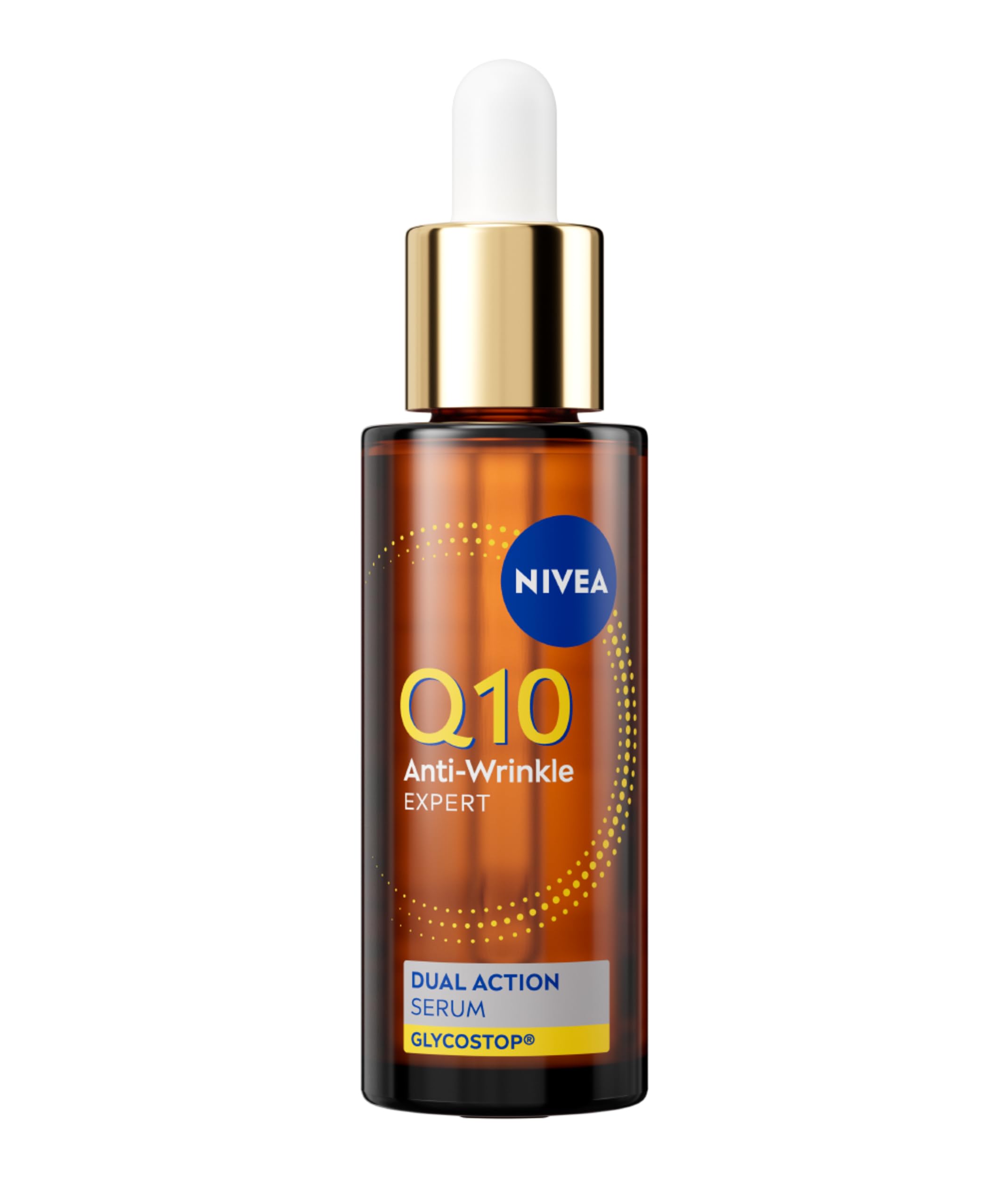 NIVEA Q10 Anti-​Rughe Expert Siero Doppia Azione 30 ml, Siero viso antirughe con Coenzima Q10, Creatina e Glycostop, Skincare ad assorbimento rapido, Ideale come base make-​up per tutti i tipi di pelle
