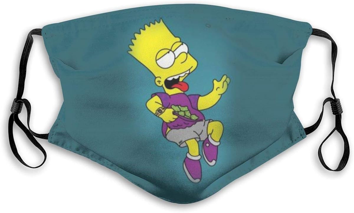 Soft Unisex Bart Simpson Logo Print Face Masks for Outdoor
