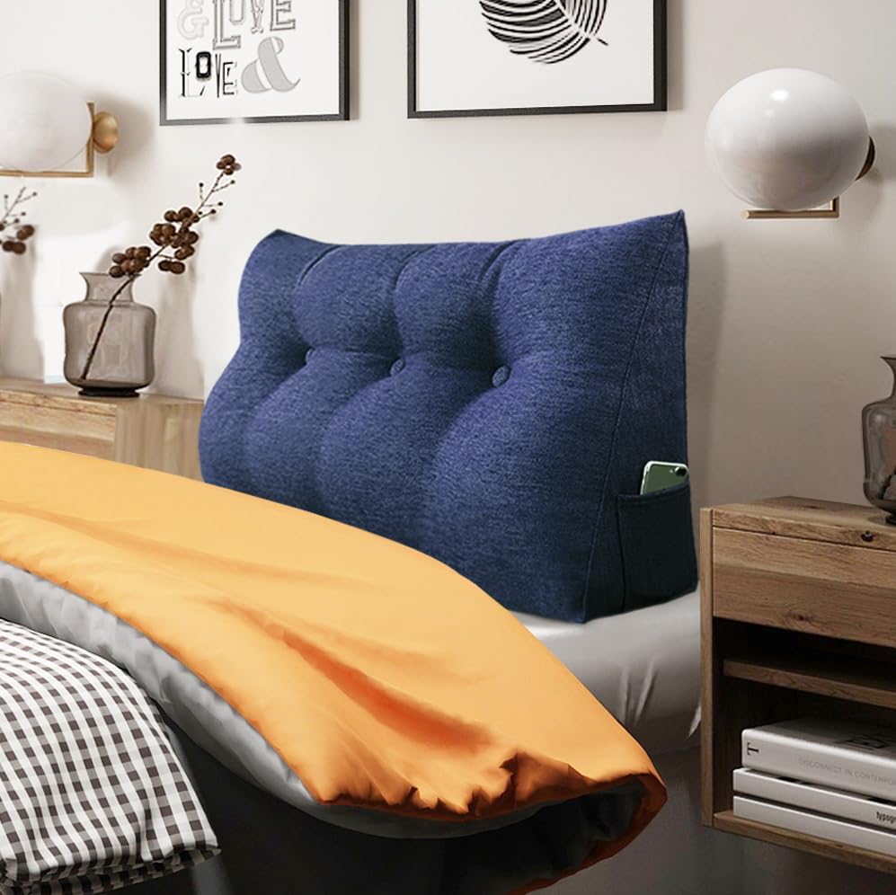 Almohada de cabecera de cuña tamaño individual, almohada grande para cama, almohada triangular de lectura, almohada de apoyo para la espalda para