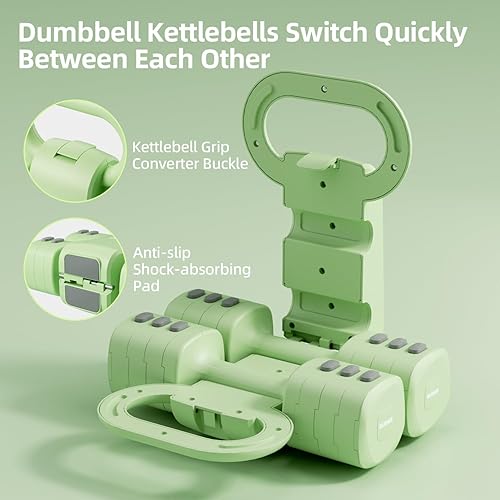 Miniatura 2 de Juego de pesas rusas ligeras y ajustables, juego de pesas 4 en 1 con convertidor de agarre de pesas rusas, cada una de 2.2, 3.3, 4.4 y 5.5 libras,