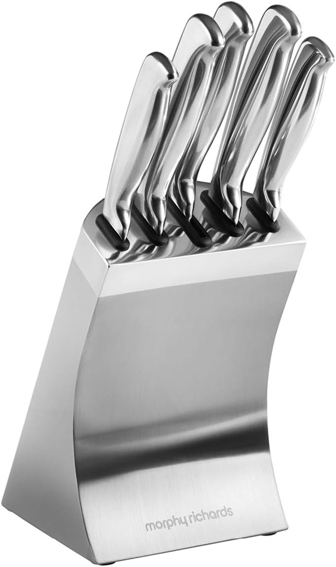Morphy Richards Accents 46295 5 Piece Knife Block with High Grade Polished Stainless Steel Knives, Stainless Steel