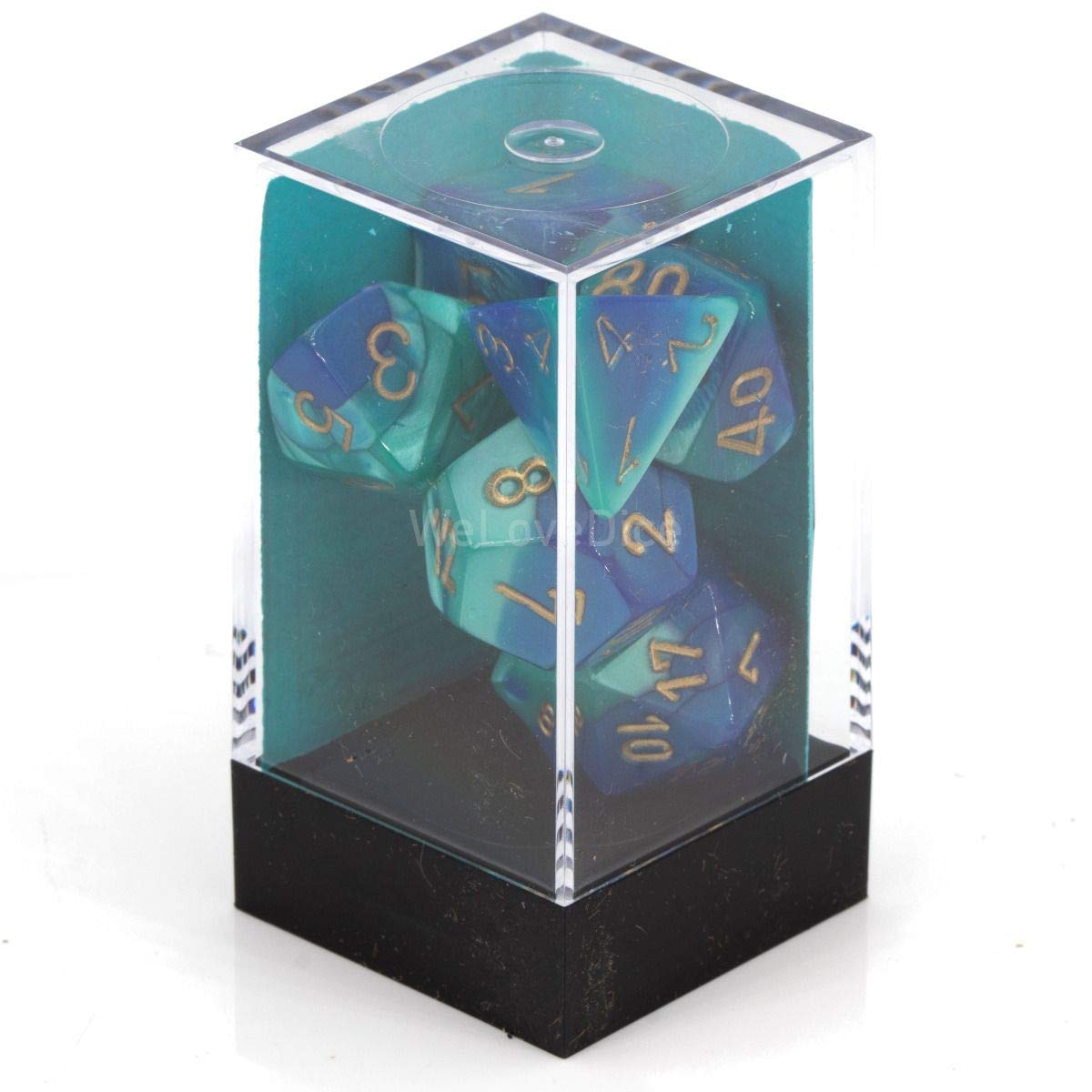 Amazon.com: Chessex CHX26459 Dice-Gemini Blue-Teal/Gold Set