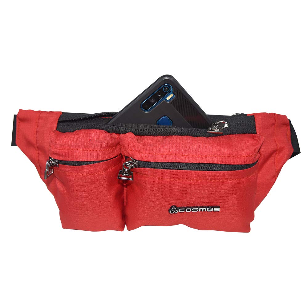 Cosmus Midriff Waist Pouch Bag/Fanny Pack with Multiple Pockets and Sanitizer Bottle Hook - Red-picture-36