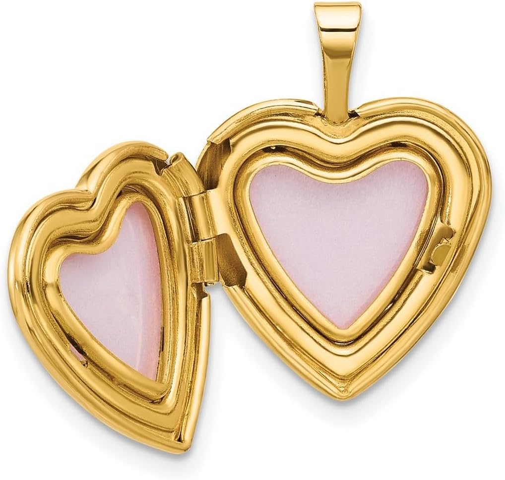 JewelryWeb 14k Solid Yellow Gold Polished and Satin With Enamel 16mm I Love You Rose Heart Locket Locket Necklace for Women - Image 5