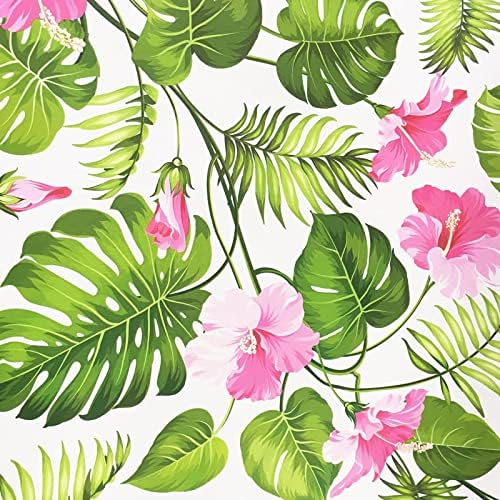 Tropical Floral Wallpaper Peel and Stick Flowers Contact Paper Red Flower and Green Leaf Wallpaper for Bedroom Removable Decorative Self Adhesive Shelf Liner 17.7"×118"