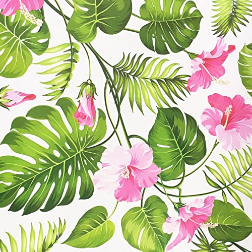 Tropical Floral Wallpaper Peel And Stick Flowers Contact Paper Red Flower And Green Leaf Wallpaper For Bedroom Removable Decorative Self Adhesive Shelf Liner 17.7"×118" #TOP27