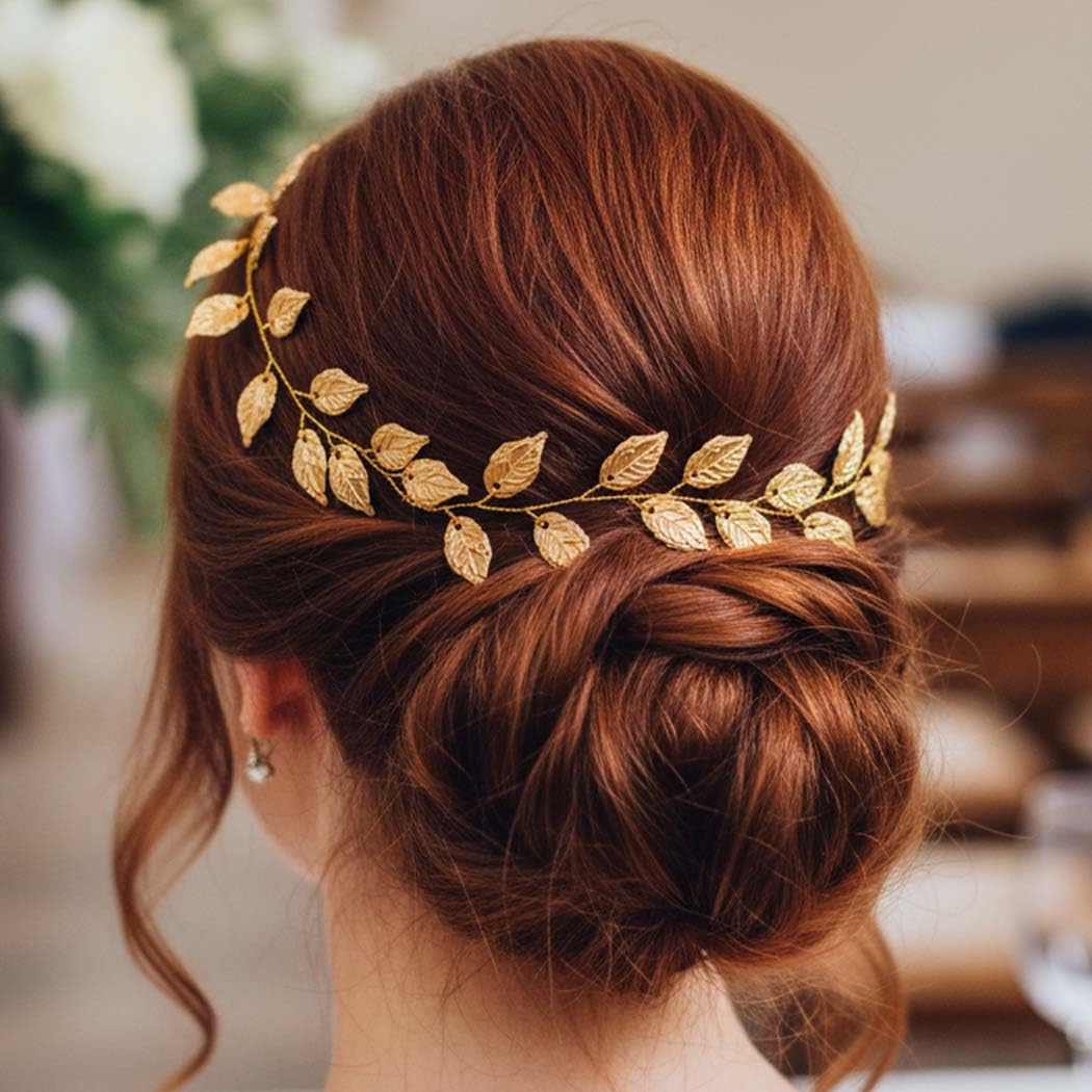 Gold Leaf Wire Hair Vine - Elegant Bridal Hair Accessory Amazon.com : Unicra Gold Leaf Hair Vine Greek Goddess Hair  main image 3
