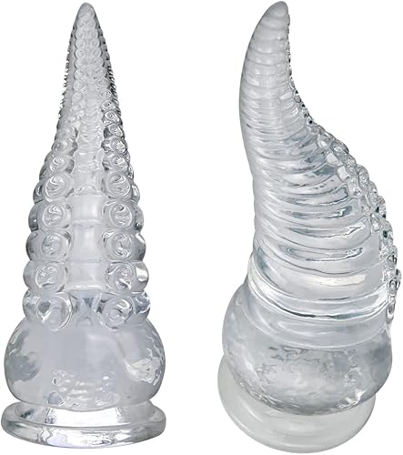 Miniatura 6 de Consolador enorme transparente de empuje, dildo monstruo de tentáculo de pulpo con fuerte ventosa, tapón anal para punto G y estimulación de
