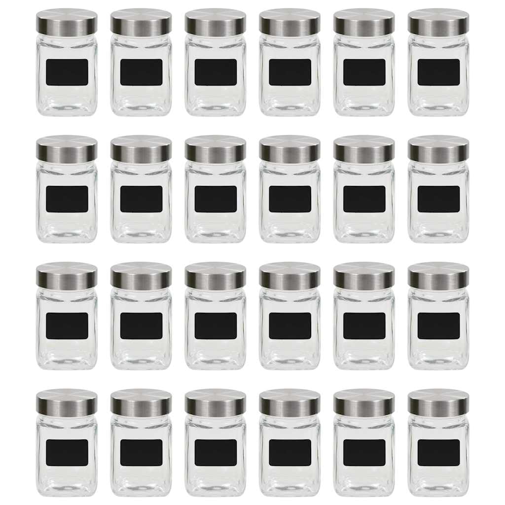 Set di 24 barattoli da 300 ml, in vetro, con adesivo