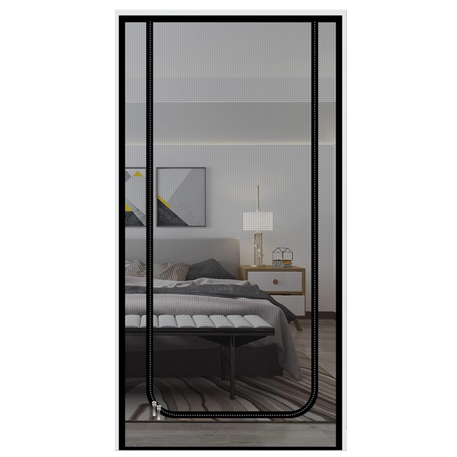 MYSUNBAR Cat Screen Door Grey Mesh, U-Style Zippered Pet Guard, Scratch Proof Nano Netting, Sturdy PP Fiber Shield 80x200cm