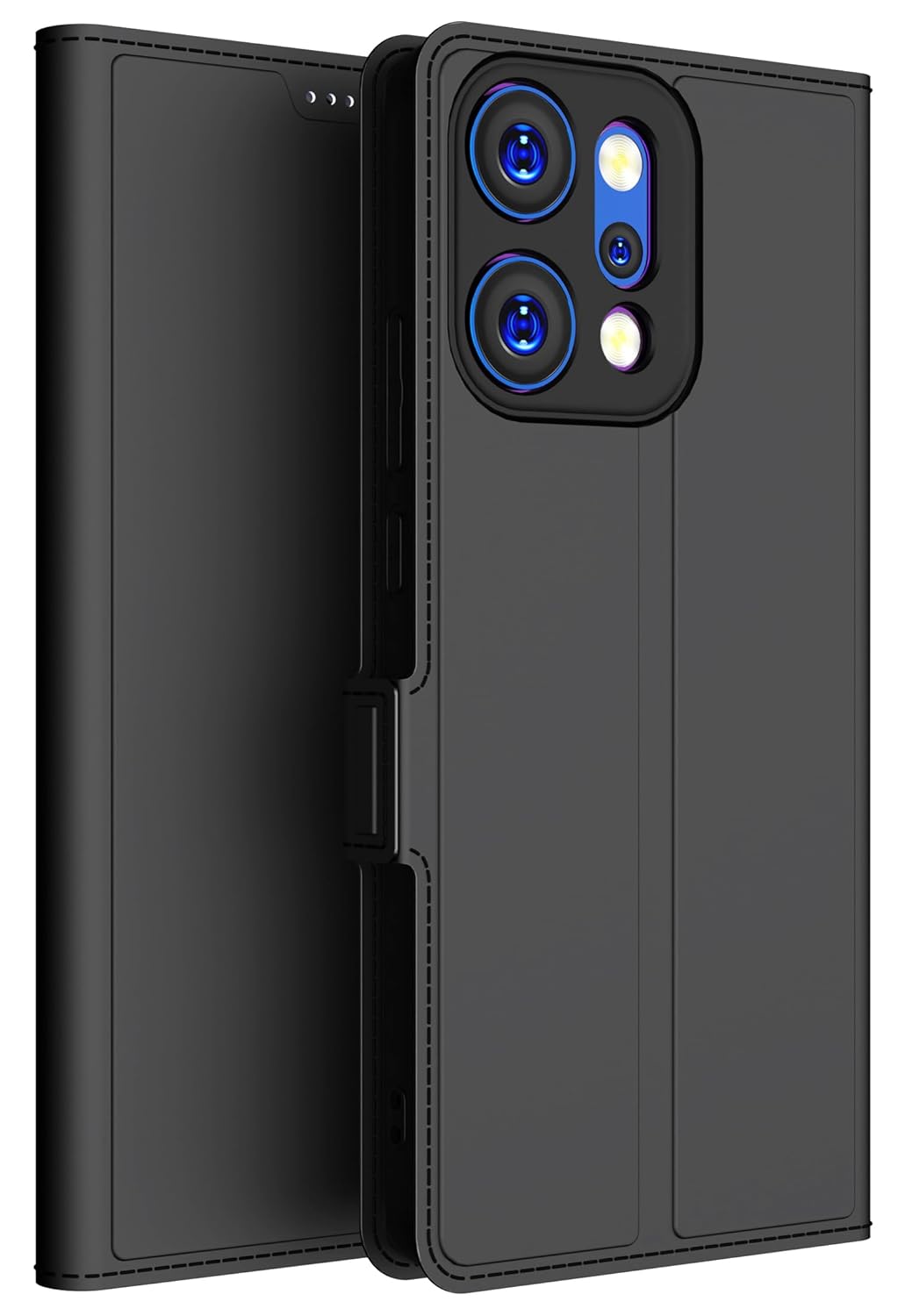 Kapa Noble Slim Magnetic Leather Flip Case Cover for Oppo Reno 14 PRO 5G | Card Holder Stand Flip Wallet Case (Black)