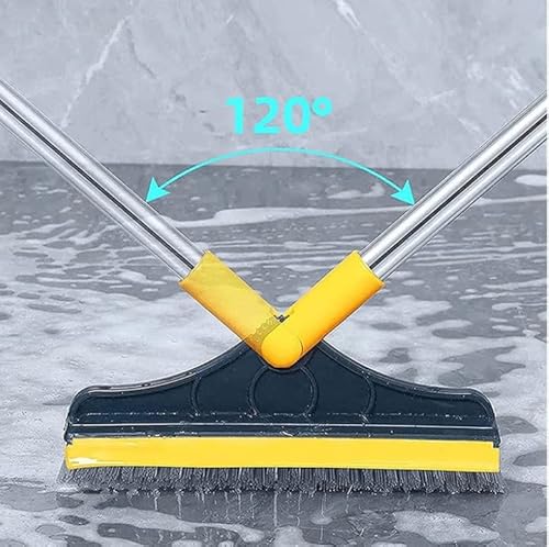 Rodo Esfregão Dupla Função Escova Limpeza Geral e Frestas Cabo Inox