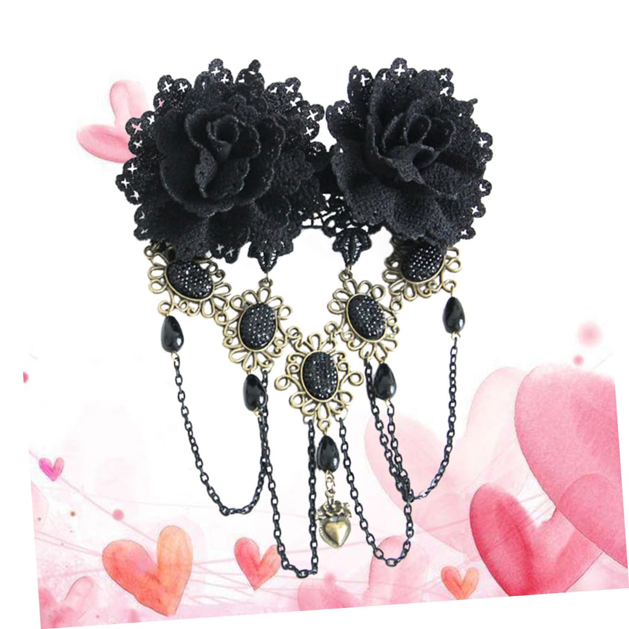 Beaupretty 4 Piezas sombreros de flores negras tiara horquillas negras pasadores de pelo pasador de pelo de flor pasadores góticos las flores sombrerería emitir tarjeta