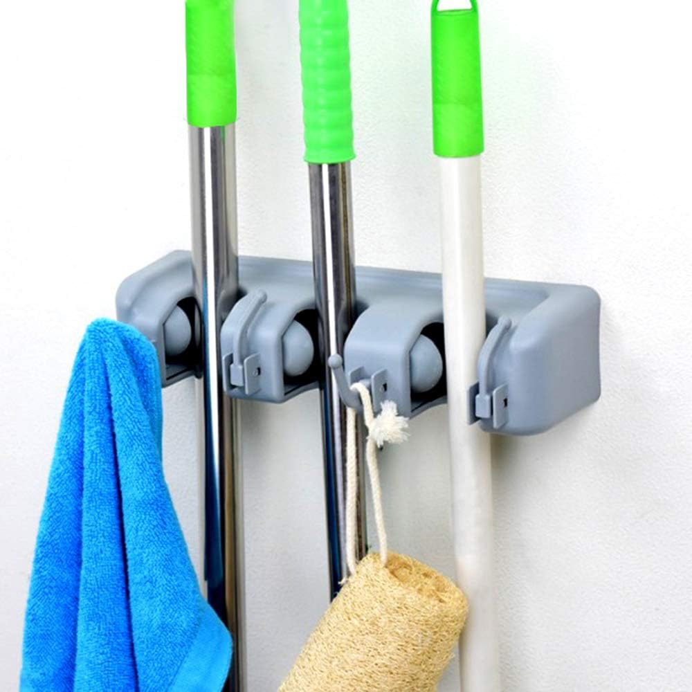 kimo Wall Mounted Mop Brush Broom Organizer Holder Storage 3 Rack