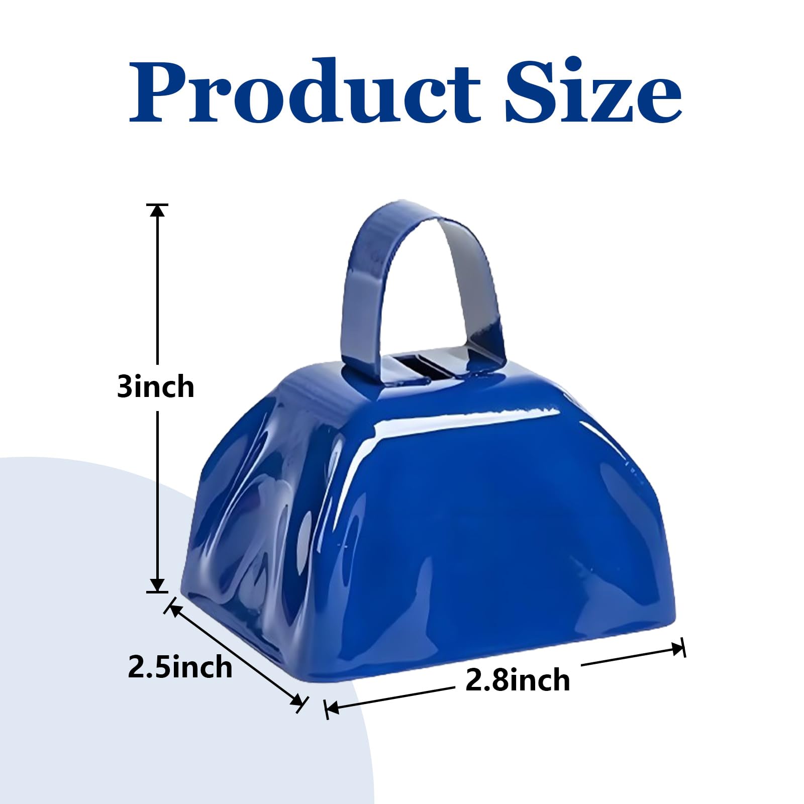 24 PCS Metal Cowbell with Handle, 3 Inch Cow Bells Noise Makers for Sporting, Bulk Small Cowbells Loud Bells Noisemaker Call Bells for Football Games Wedding Cheering, New Year's Eve (Blue)