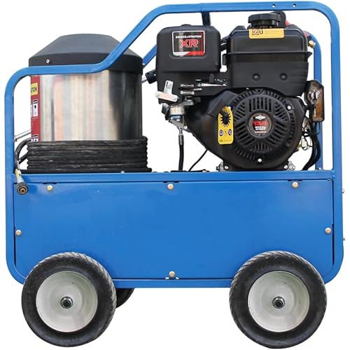 Hot Water Pressure Washer 4000PSI 4GPM,420cc 13.5HP Gas Engine with AR Pump, Commercial Heavy-Duty Power Washer for Trucks, Machinery, Concrete, Industrial Grease (Blue)