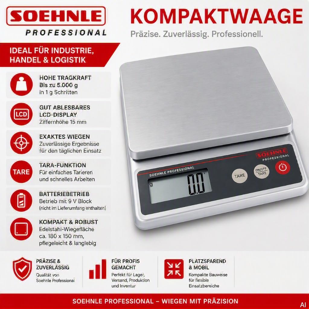 SOEHNLE PROFESSIONAL Kompaktwaage 9203 bis 5000g - 1g grau