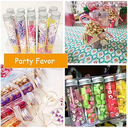 18 Pack 110ml Clear Plastic Test Tubes with Screw Caps,Flat-Bottomed Candy Tubes for Bath Salts,Gumball,Nuts Storage,Wedding,Science Party,Home Decor,34x150mm