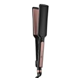 Infiniti PRO CONAIR Rose Gold Ceramic Flat Iron Hair Straightener, 1 1/4-Inch Flat Iron with Extra-Long Plates, Including a Floating Plate, Advanced Heat Technology, Black