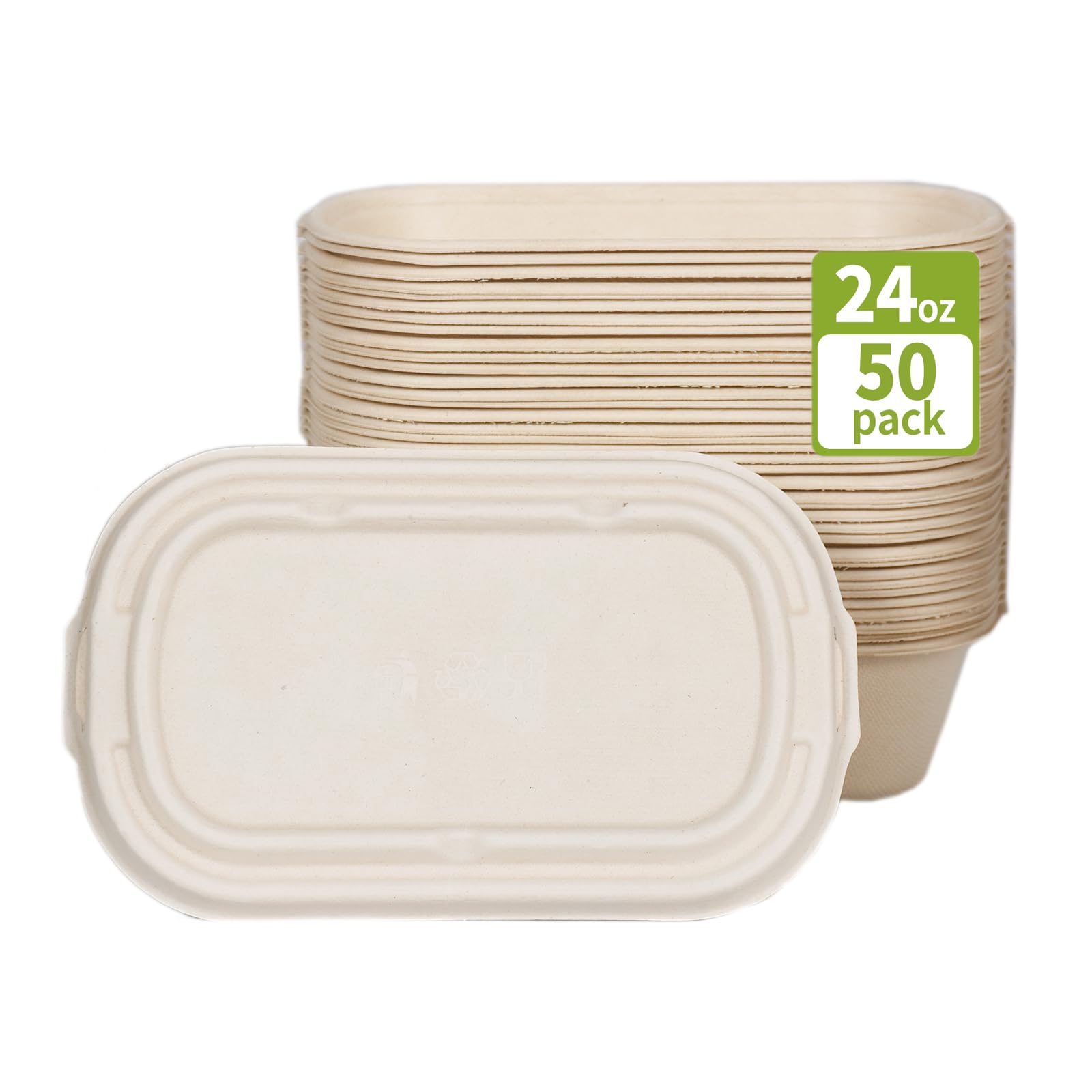 50 recipientes desechables de comida preparada con tapas, compostables para microondas y congelables, recipientes para llevar ensalada para cuencos de comida y cajas bento.