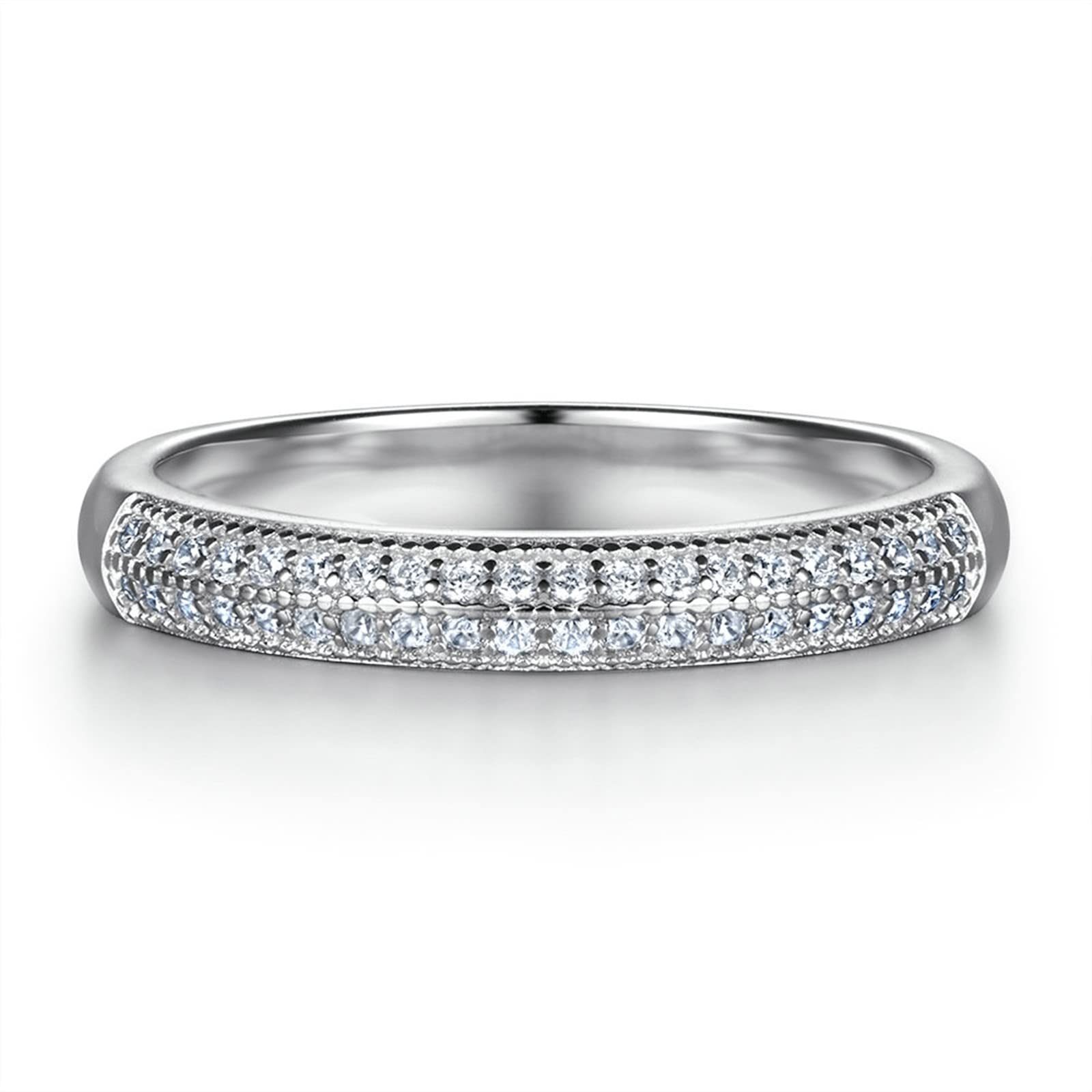Anillo de compromiso para mujer de plata de ley con circonitas cúbicas, diseño clásico de 4 dientes para San Valentín