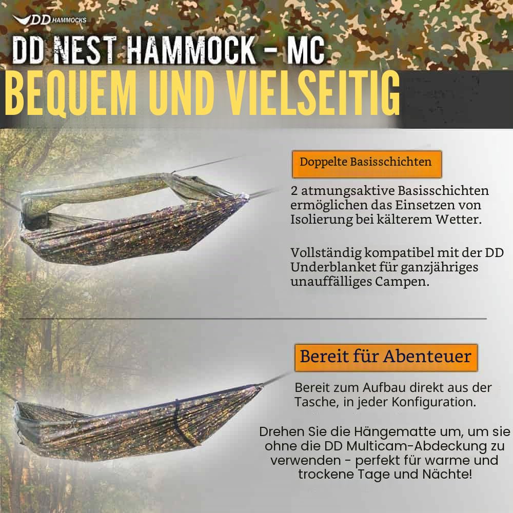 DD Hammocks Nest Hängematte - MC: Vollständig getarnte Camping-Hängematte für Stealth-Camping, Rucksackreisen und Wanderabenteuer