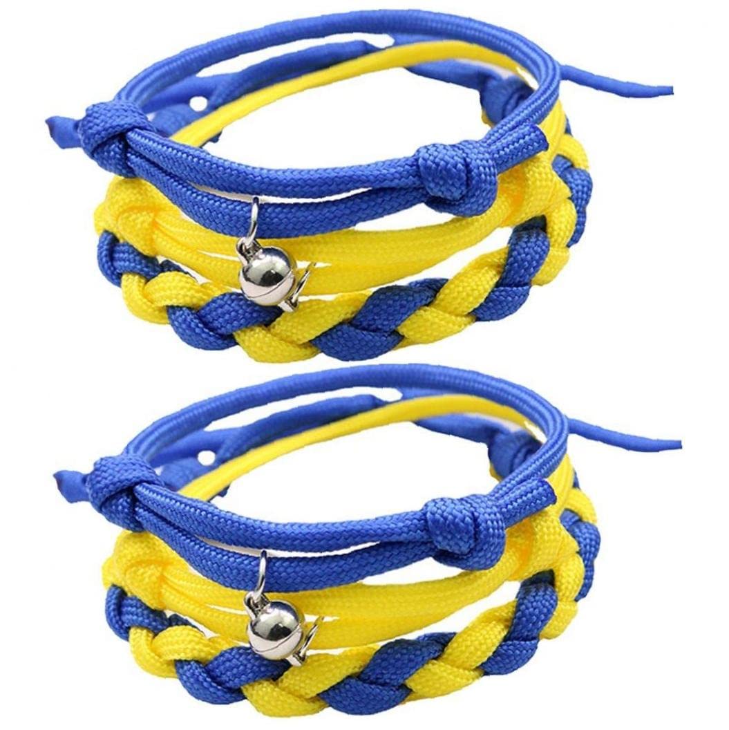 Casiler Men's Blue Yellow 2 Sets Ukraine Braided Bracelets Couples Attraction Friendship Bracelets Wristband Bangle For Forever Lovers Wo