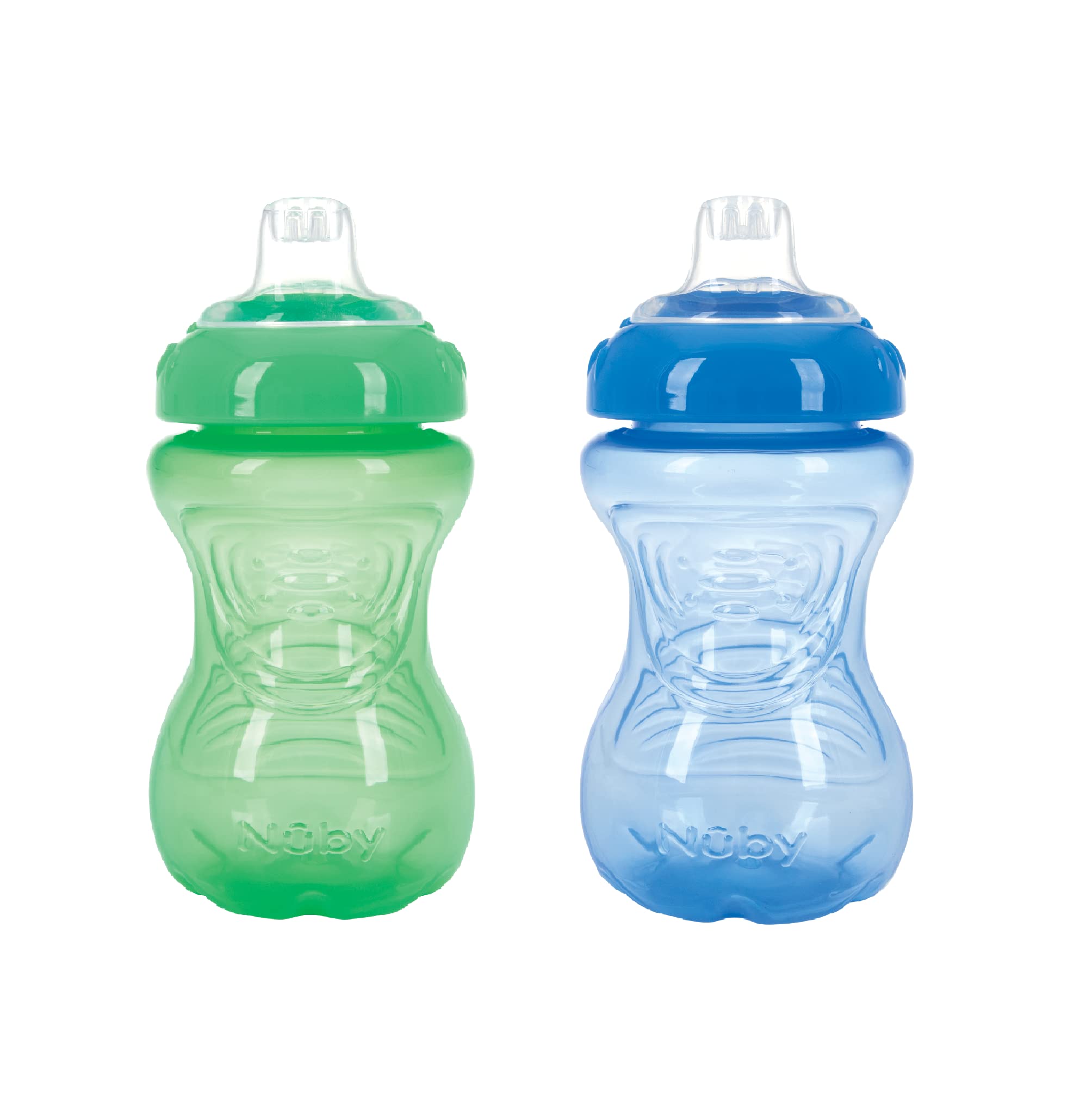 Nuby No-Spill Easy Grip Cup, 10 Ounce (Blue/Green)