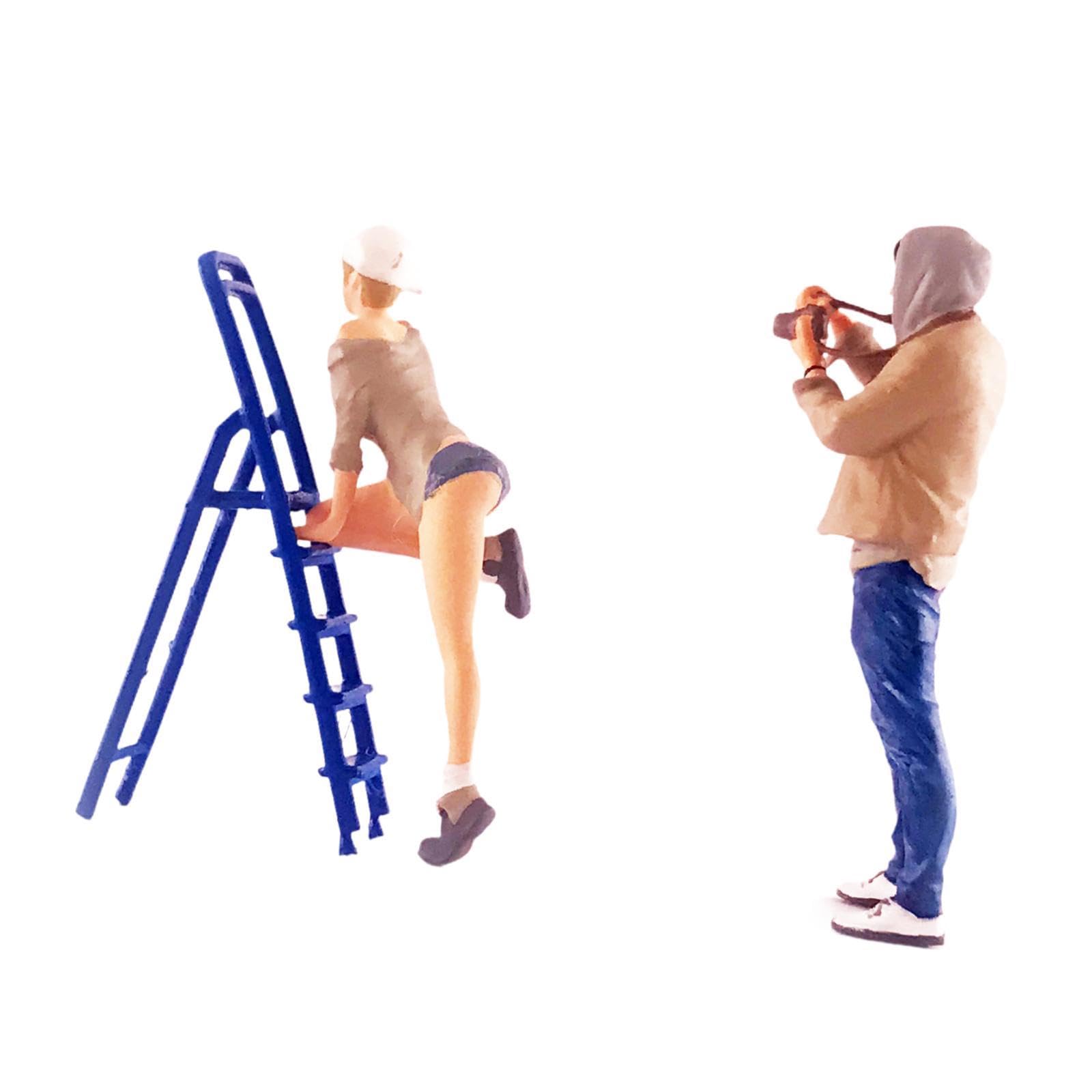 Miniature Scene Figure Set Persone Miniature Dipinte in Resina 1 64 Modelli Oggetti Collezionabili Accessori Diorama Scenico Adatti per Case delle, Cachi