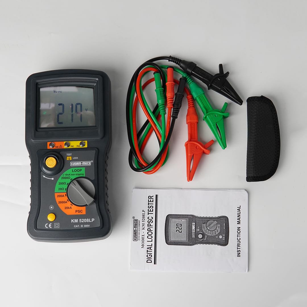 KUSAM-MECO KM 5208 LP Loop Impedance Tester with Built-In Voltmeter, Earth Tester and No Battery Design |1 Year Warranty 2